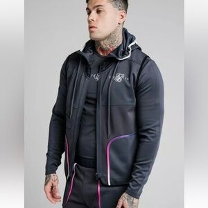 SikSilk Mens Navy Legacy Fade Utility Hoodie sweaters size Medium